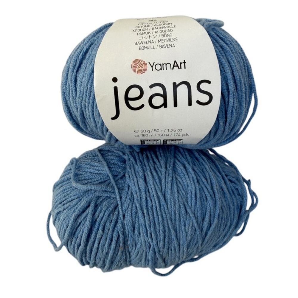 YarnArt Jeans Color 15 Lot 3862 Blue Acrylic Cotton 1.76 oz 174 Yards Lot of 2